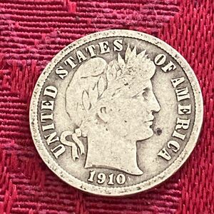 Antique 1910 Barber Dime 90% Silver